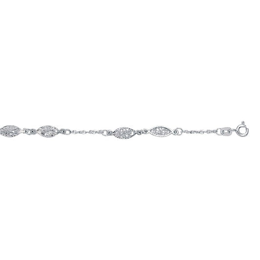 Royal Chain 14K 10in White Gold Diamond Cut/ Textured Anklet with Spring Ring Clasp ANK141