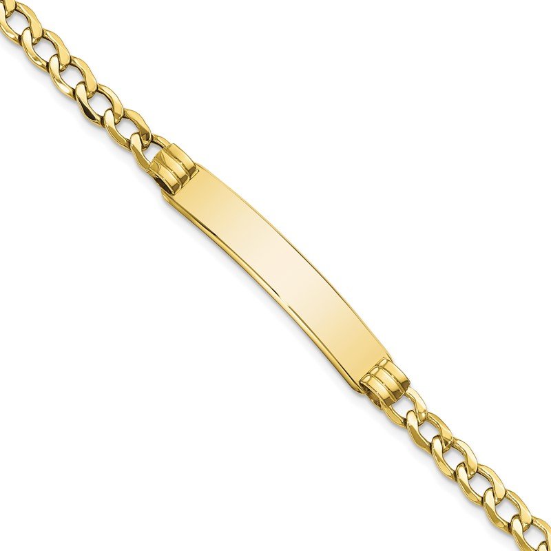 Quality Gold 10k Semi-solid Curb Link ID Bracelet 10DCID133