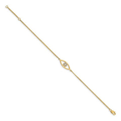 Quality Gold 14k A Diamond Evil Eye 2 Strand w/ 1in Ext. Bracelet XB320A