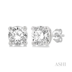 ASHI Round Shape Diamond Stud Earrings 66303PPFGERWG