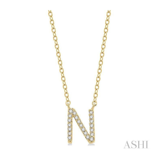 ASHI Block 'N' Initial Diamond Pendant 912F9PPTSPDYG-N
