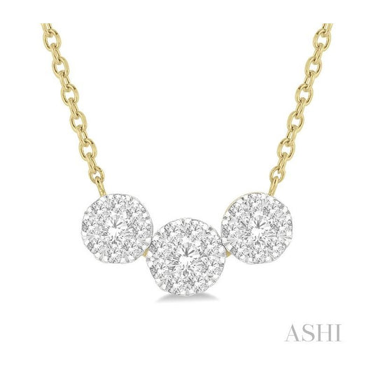ASHI Round Shape Past Present & Future Lovebright Essential Diamond Necklace 9962HPPFGNKYW
