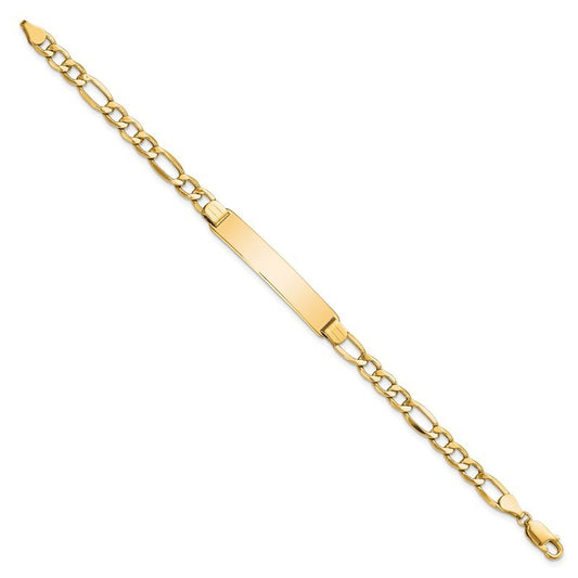 Quality Gold 14k Polished Semi-Solid Figaro ID Bracelet DCID135