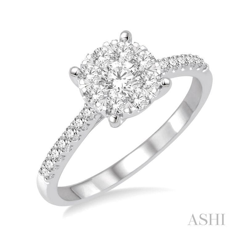 ASHI Round Shape Lovebright Essential Diamond Engagement Ring 150C2PPFVWG