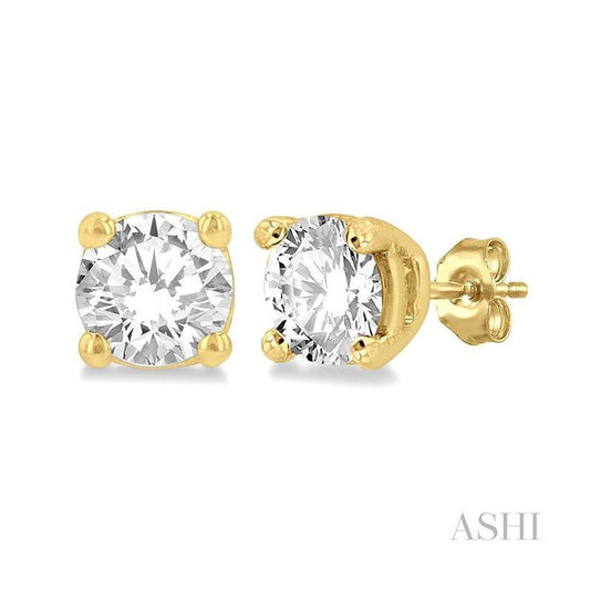ASHI Round Shape Diamond Stud Earrings 66304PPFGERYG