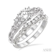 ASHI Round Shape Diamond Wedding Set 20623PPFHWG-WS