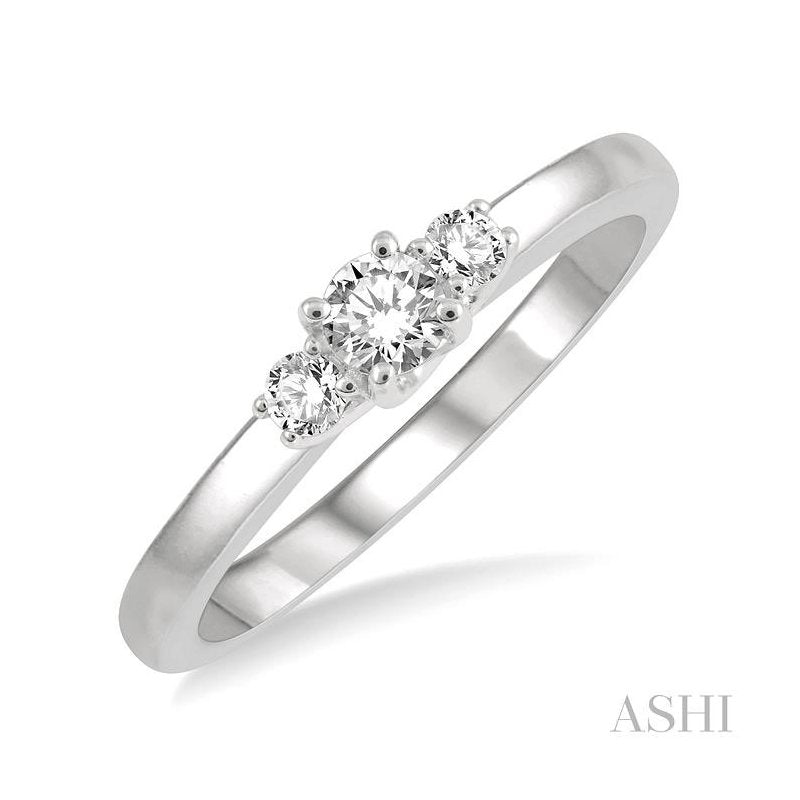 ASHI Round Shape Past Present & Future Diamond Engagement Ring 30416PPFGWG