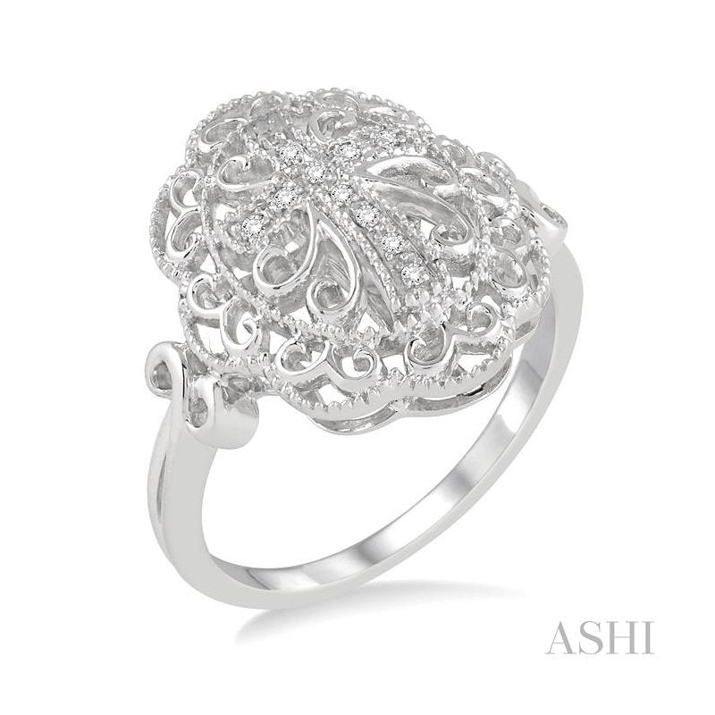 ASHI Silver Cross Diamond Fashion Ring 84019PPSSSLRG