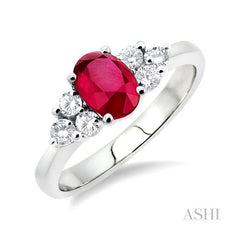 ASHI Oval Shape Gemstone & Diamond Ring 40405PPFCRBW