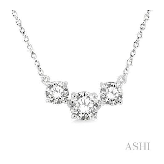 ASHI Round Shape Past Present & Future Diamond Necklace 992H1PPFGNKWG