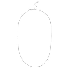 White Sterling Silver Polished Adjustable Figaro Necklace