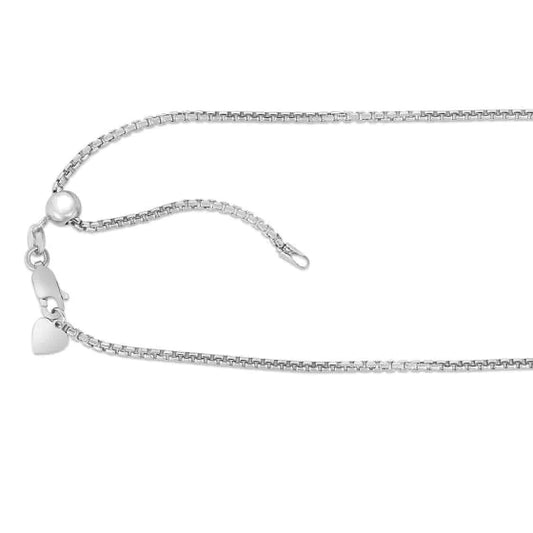 White Sterling Silver Polished Adjustable Box Necklace