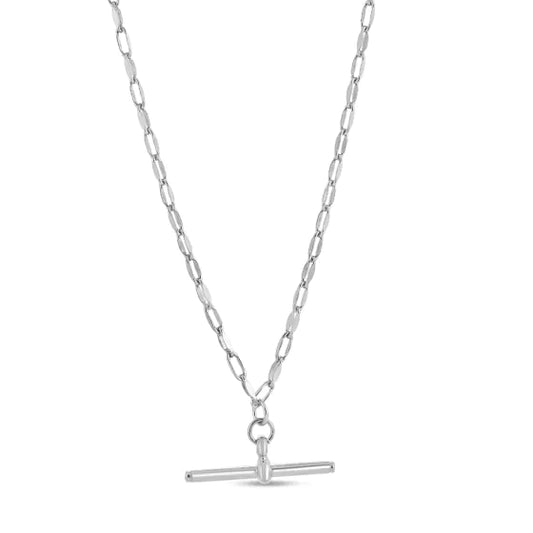 White Sterling Silver Polished Toggle Fashion Necklace
