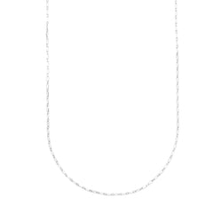 White Sterling Silver Diamond Cut/ Textured Paperclip Necklace