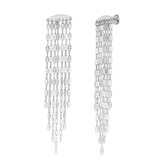 White Sterling Silver Polished Dramatic Drape Collection Earring