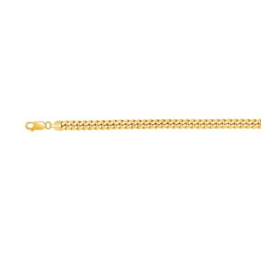 Yellow Sterling Silver Polished Miami Cuban Necklace