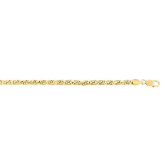 Yellow Sterling Silver Diamond Cut/ Textured Royal Rope Necklace