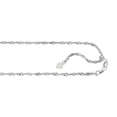 White Gold Diamond Cut/ Textured Adjustable Singapore Necklace