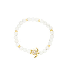 White agate turtle stretch bracelet