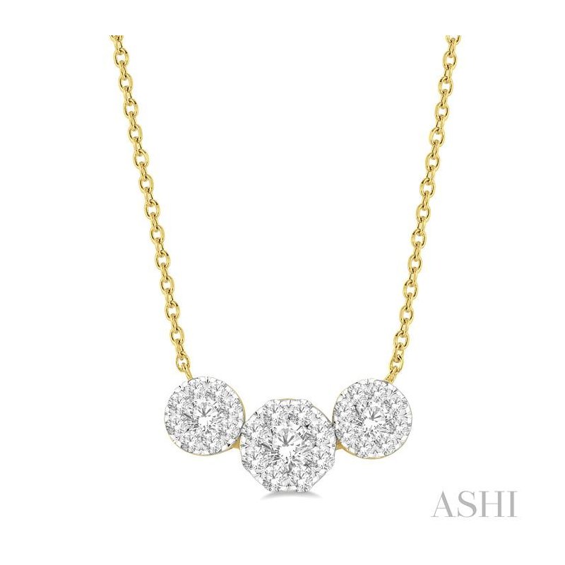 ASHI Round Shape Past Present & Future Lovebright Essential Diamond Necklace 9962VPPFGNKYW