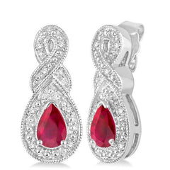 Parkplace Jewelers Silver Pear Shape Gemstone & Diamond Earrings 88649PPSSRBSLER