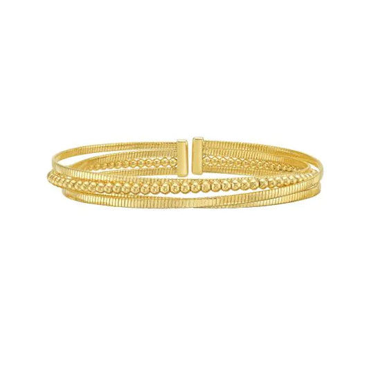 Yellow Gold Polished Diamond Omega Bracelet
