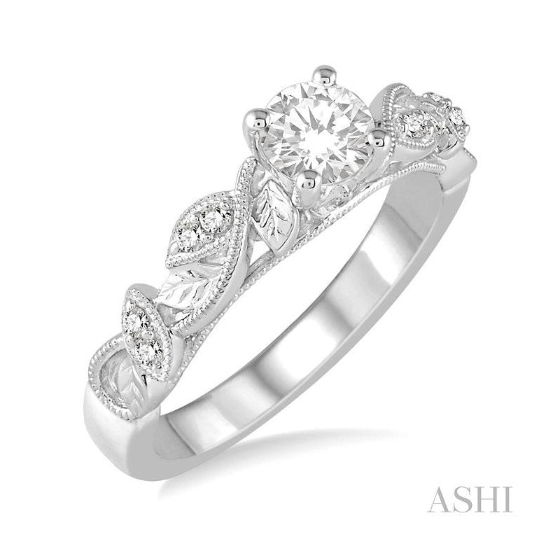 ASHI Round Shape Diamond Engagement Ring 264D5PPFHWG-LE