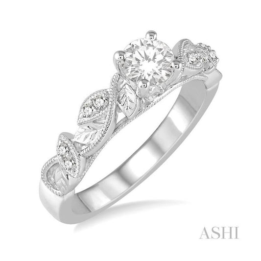 ASHI Round Shape Diamond Engagement Ring 264D5PPFHWG-LE