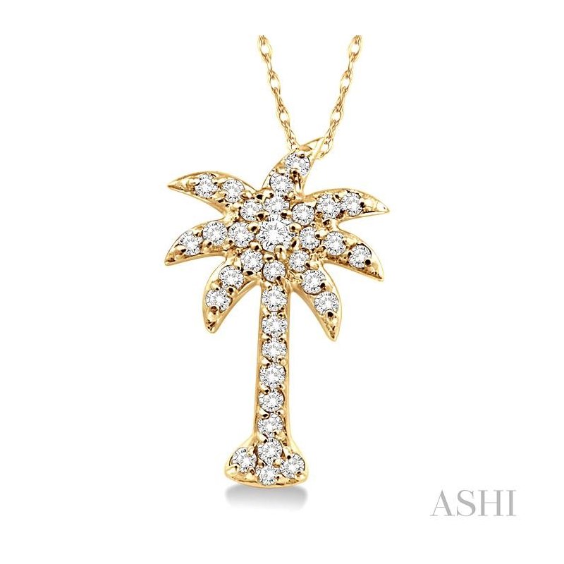 ASHI Palm Tree Diamond Fashion Pendant 63717PPFXPDYG