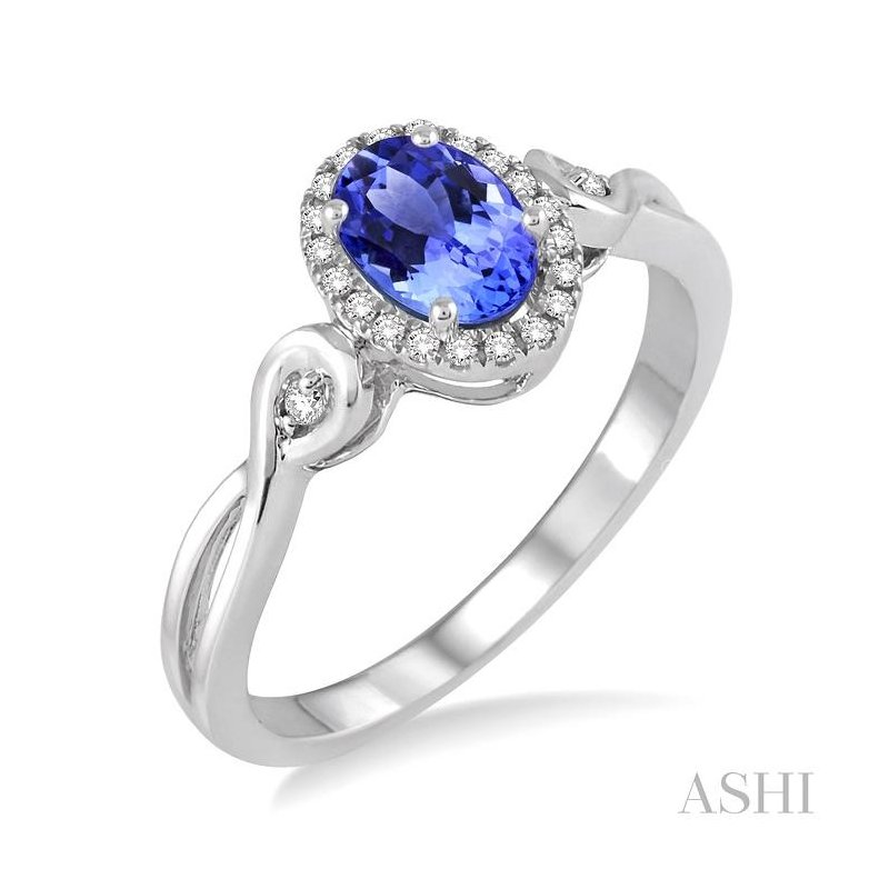 ASHI Oval Shape Gemstone & Halo Diamond Ring 42658PPTSTZWG