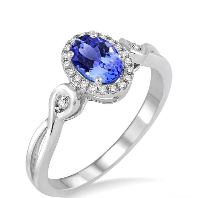 Parkplace Jewelers Oval Shape Gemstone & Halo Diamond Ring 42658PPTSTZWG