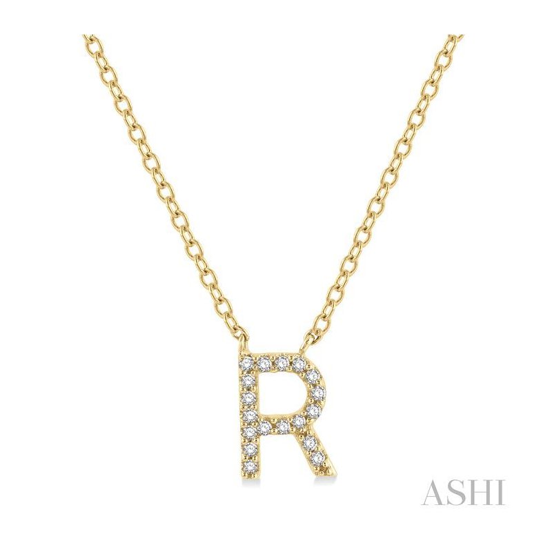 ASHI Block 'R' Initial Diamond Pendant 912F9PPTSPDYG-R