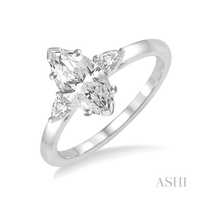ASHI Marquise Shape Diamond Engagement Ring 255L2PPFHWG-LE-MQ