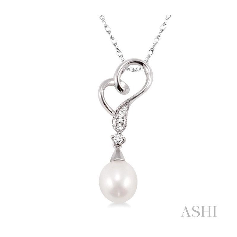 ASHI Heart Shape Pearl & Diamond Fashion Pendant 56679PPTXPDWG