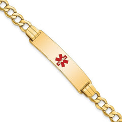 Quality Gold 14K Semi-solid Medical Red Enamel Curb Link ID Bracelet XM578CR