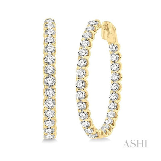 ASHI Inside-Out Diamond Oval Hoop Earrings 624B0PPFGERYG-5.00