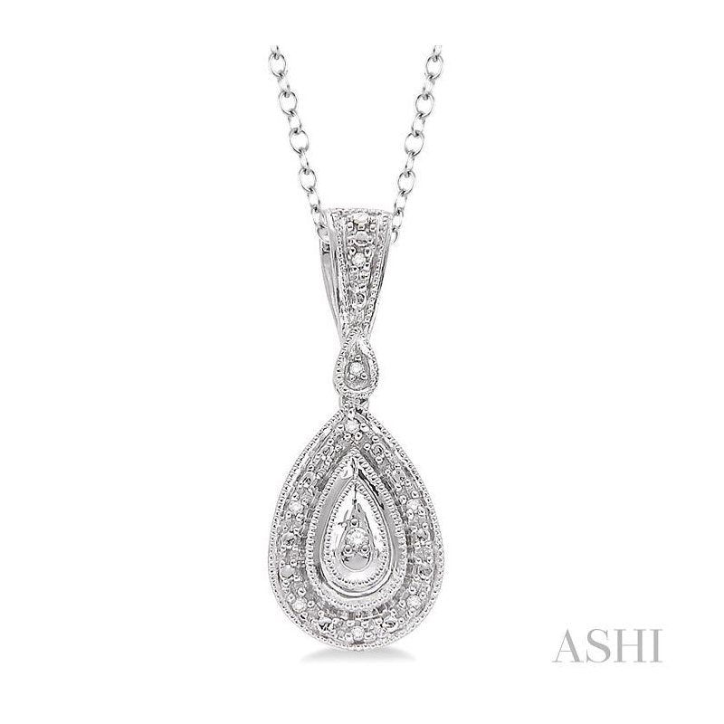ASHI Silver Pear Shape Diamond Pendant 86029PPSSSLPD