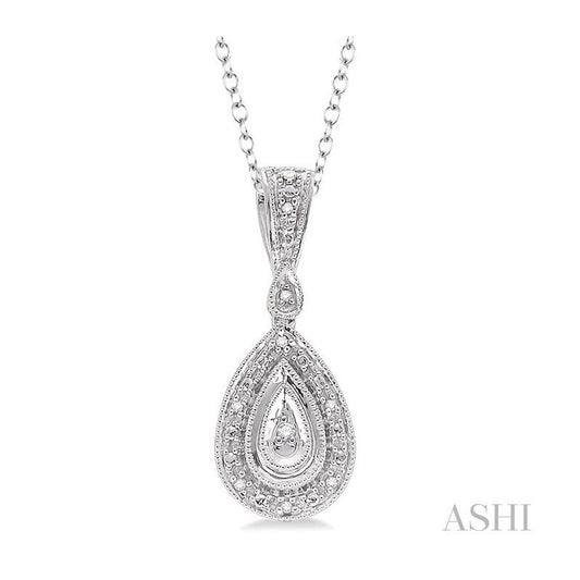 ASHI Silver Pear Shape Diamond Pendant 86029PPSSSLPD