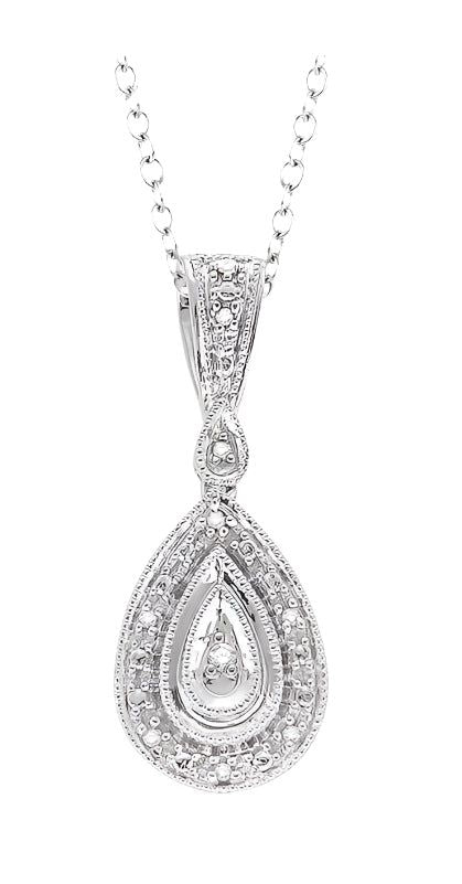 Parkplace Jewelers Silver Pear Shape Diamond Pendant 86029PPSSSLPD