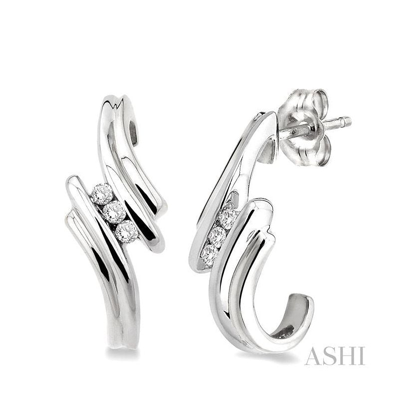 ASHI Silver 3 Stone Diamond Fashion Half Hoop Earrings 86168PPSXSLER