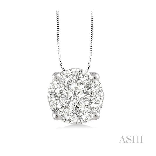 ASHI Round Shape Lovebright Essential Diamond Solitaire Pendant 91755PPFVPDWG