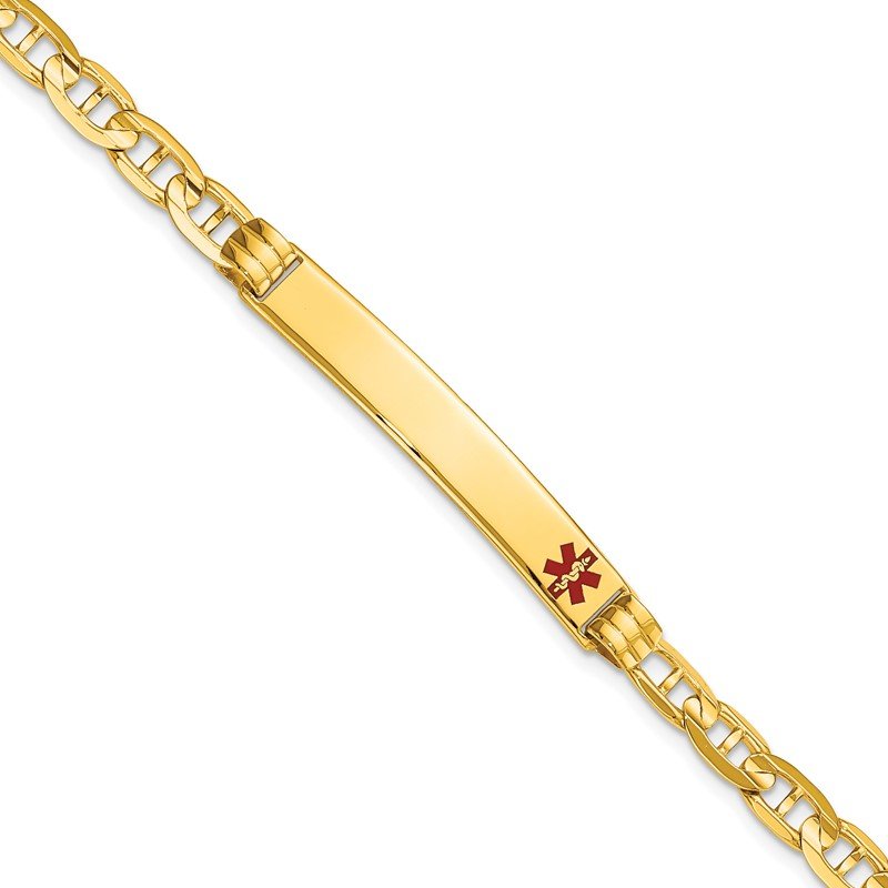 Quality Gold 14K Medical Red Enamel Anchor ID Bracelet XM570FR