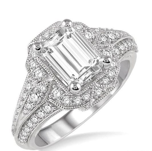 Parkplace Jewelers Emerald Shape Semi-Mount Halo Diamond Engagement Ring 217F3PPFVWG-SM