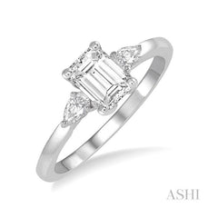 ASHI Emerald Shape Diamond Engagement Ring 255L3PPFHWG-LE-OC
