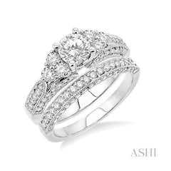 ASHI Round Shape Diamond Wedding Set 25630PPFRWG-WS-1.70