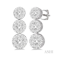 ASHI Round Shape Past Present & Future Lovebright Essential Diamond Earrings 919A1PPFVERWG