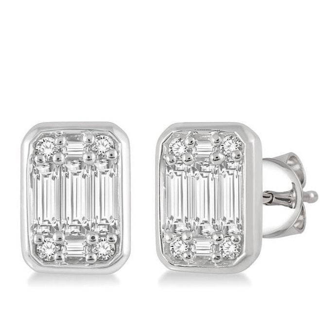 Parkplace Jewelers Emerald Shape Bezel Set Fusion Diamond Earrings 973A5PPFGERWG