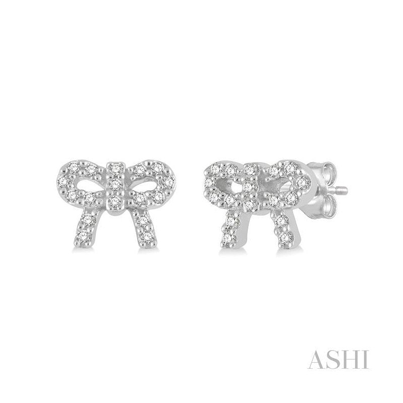 ASHI Bow Petite Diamond Fashion Earrings 646B8PPTSERWG