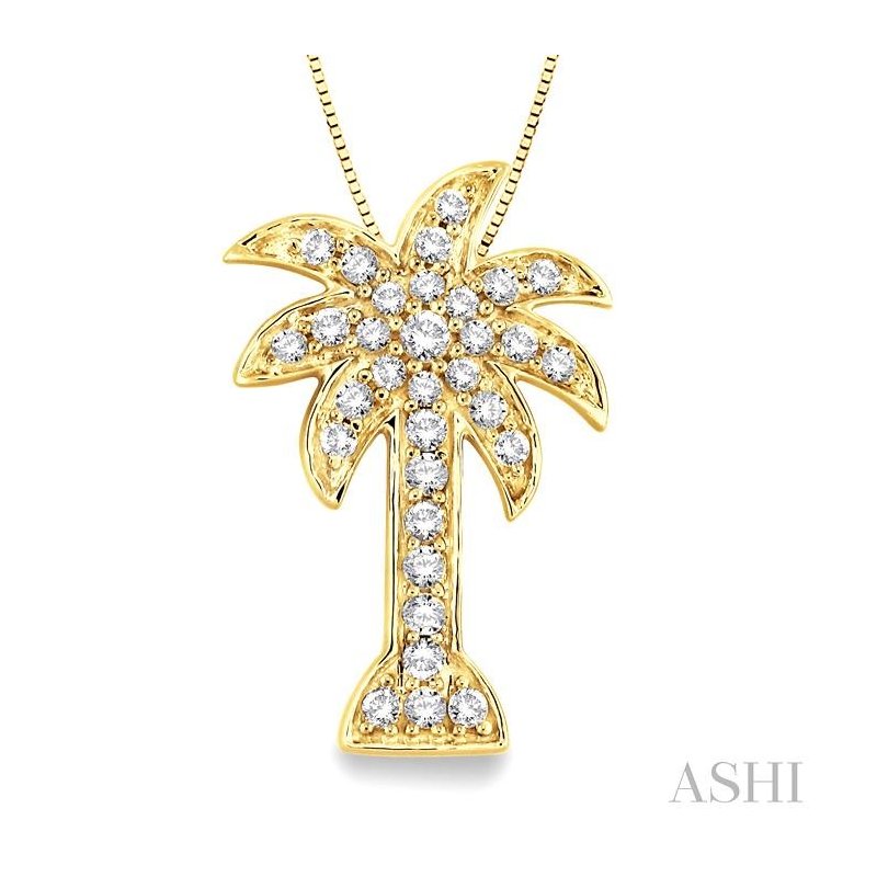 ASHI Palm Tree Diamond Fashion Pendant 63783PPFXPDYG
