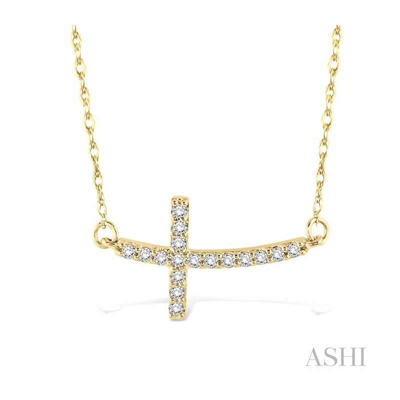 ASHI Sideway Cross Diamond Pendant 95767PPFXPDYG